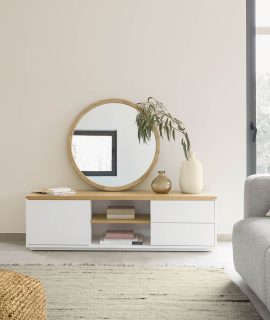 Kave Home TV-meubel ‘Abilen’ Eiken, 150 X 44cm, Kleur Wit