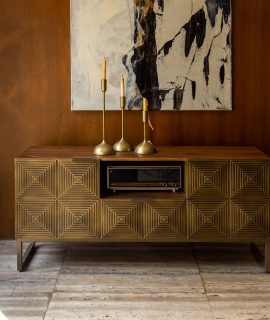 Dutchbone TV-meubel 'Volan' Mangohout 135cm, Kleur Goud